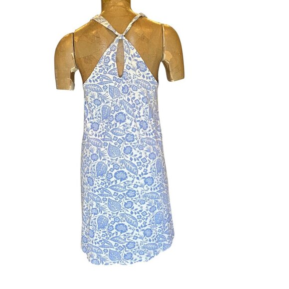 H&M Botanical Print Sundress Twist Back XS Blue & White #285V - Picture 4 of 9